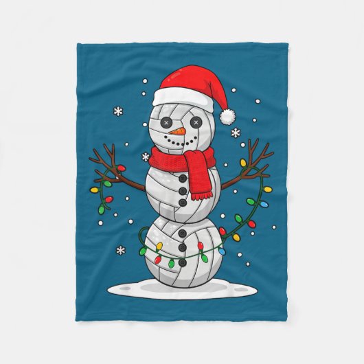Christmas Volleyball Snowman Santa Hat Funny Holid Fleecedecke (Vorderseite)