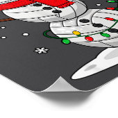 Christmas Volleyball Snowman Santa Hat Funny Holid Poster (Ecke)