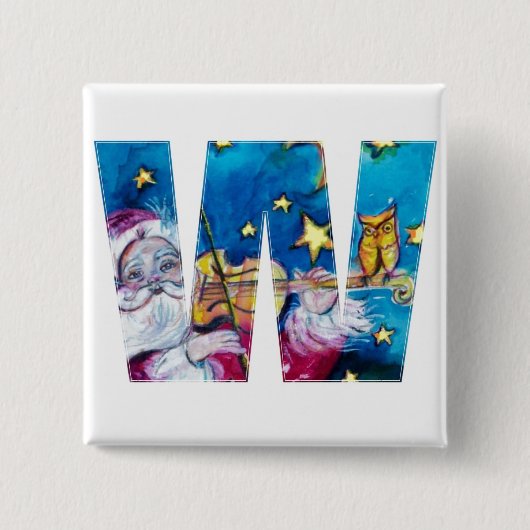 CHRISTMAS W LETTER / INSPIRIERT SANTA MONOGRAM BUTTON (Vorderseite)