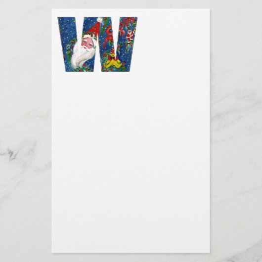 CHRISTMAS W LETTER / SANTA CLAUS MIT ROtem RIBBON Briefpapier (Vorderseite)