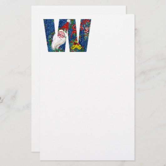 CHRISTMAS W LETTER / SANTA CLAUS MIT ROtem RIBBON Briefpapier (Vorne/Hinten)