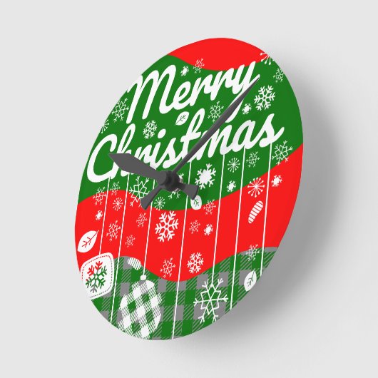 Christmas Wall Clock – White Ornaments Runde Wanduhr (Winkel)