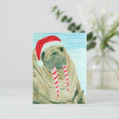 Christmas Walrus Feiertagspostkarte (Stehend Vorderseite)