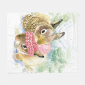 Christmas | Wasserfarbe - Winterwald Bunnies Fleecedecke (Vorderseite (Horizontal))