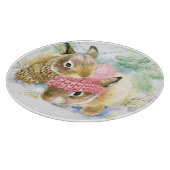 Christmas | Wasserfarbe - Winterwald Bunnies Schneidebrett (Ecke)