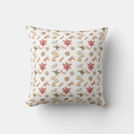 Christmas Watercolor Bells and Bows Pattern Pillow Kissen