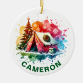 Christmas Watercolor Camping Custom Name Keramik Ornament (Vorne)