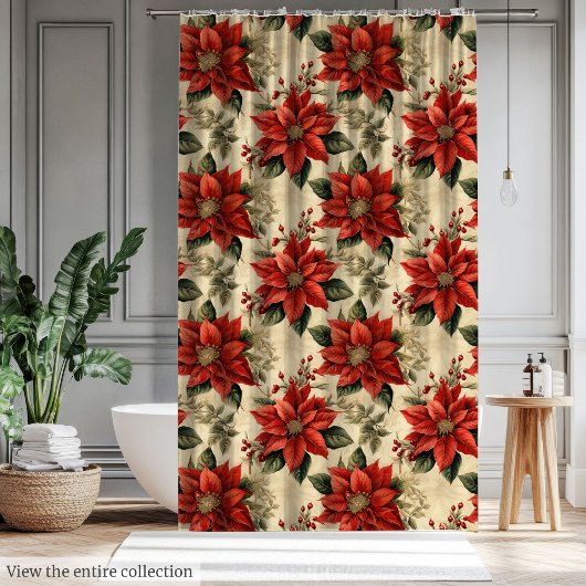 Christmas Watercolor Curtain with Rustic Elegance Duschvorhang