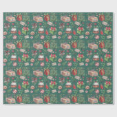 Christmas Watercolor Decor Pattern Holiday Geschenkpapier (Flach)