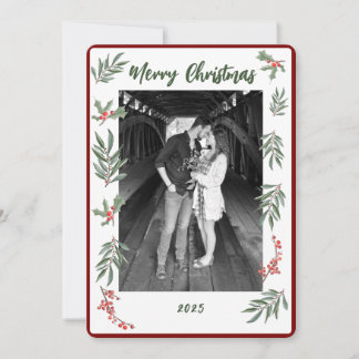 Christmas Watercolor Flat Holiday Card Feiertagskarte