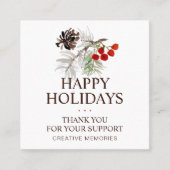 Christmas Watercolor Greenery Danke Quadratische Visitenkarte (Vorderseite)