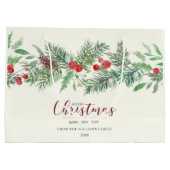 Christmas Watercolor Greenery Gift Bag Große Geschenktüte (Rückseite)
