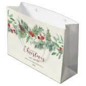 Christmas Watercolor Greenery Gift Bag Große Geschenktüte (Rückseite Schrägansicht)
