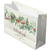Christmas Watercolor Greenery Gift Bag Große Geschenktüte (Vorderseite Schrägansicht)