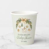 Christmas Watercolor Greenery Winter Baby Shower Pappbecher (Vorderseite)