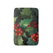 Christmas watercolor Holly berry leaves botanical  Badematte (Vorderseite Vertikal)
