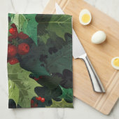 Christmas watercolor Holly berry leaves botanical  Geschirrtuch (Viertel Falte)