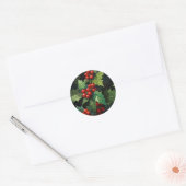 Christmas watercolor Holly berry leaves botanical  Runder Aufkleber (Umschlag)