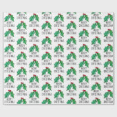 Christmas Watercolor Holly Geschenkpapier (Flach)