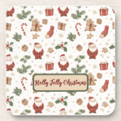 Christmas Watercolor Illustration Hard Coaster Getränkeuntersetzer (Vorderseite)