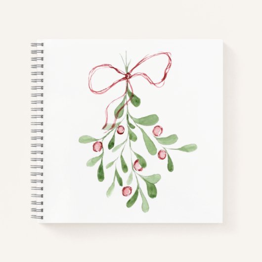 Christmas Watercolor Mistletoe Journal Notizblock (Vorderseite)