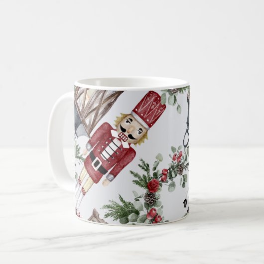 Christmas Watercolor Nutcracker Lantern Muster Kaffeetasse (Vorderseite Links)