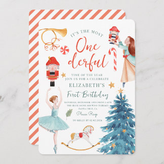 Christmas Watercolor Onederful Baby Birthday Einladung