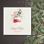 Christmas Watercolor Ornament Personalized Name Serviette