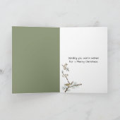 Christmas Watercolor Owl In Winter Hat Karte (Innenseite)