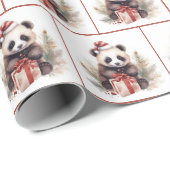 Christmas Watercolor Panda Bär Geschenkpapier (Rolleneckpunkt)