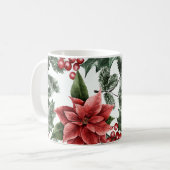 Christmas Watercolor Poinsettia Muster Kaffeetasse (Vorderseite Links)