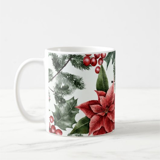 Christmas Watercolor Poinsettia Muster Kaffeetasse (Links)