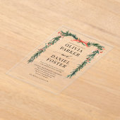 Christmas Watercolor Red Bow Winter Wedding Acryleinladungen (Ablage )