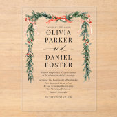 Christmas Watercolor Red Bow Winter Wedding Acryleinladungen (Vorderseite)