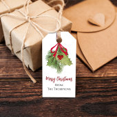 Christmas Watercolor Red Holly Berries Einfach Geschenkanhänger