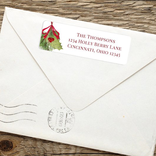 Christmas Watercolor Red Holly Berry Greenery