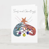 Christmas Watercolor Shrimp Crustacean  Karte (Vorderseite)