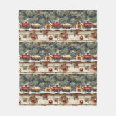 Christmas Watercolor Trains Railroad Station Fleecedecke (Vorderseite)