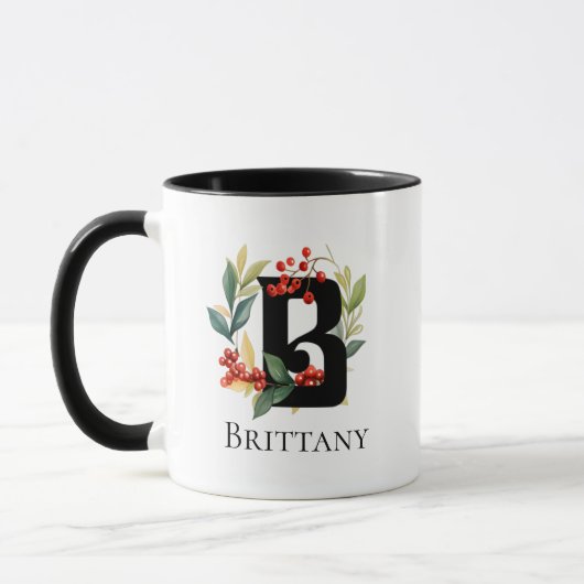 Christmas Wath Berries Monogram Letter B Tasse (Links)
