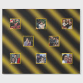 Christmas Wavy Muster Gold & Black 8 Fotos Geschenkpapier (Flach)