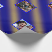 Christmas Wavy Muster Gold & Blue 8 Fotos Geschenkpapier (Ecke)