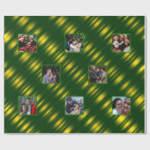 Christmas Wavy Muster Gold & Green 8 Fotos Geschenkpapier (Flach)