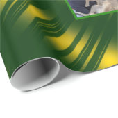 Christmas Wavy Muster Gold & Green 8 Fotos Geschenkpapier (Rolleneckpunkt)