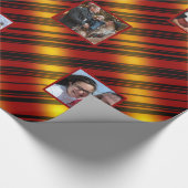 Christmas Wavy Muster Gold & Red & Black 8 Fotos Geschenkpapier (Ecke)