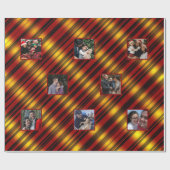 Christmas Wavy Muster Gold & Red & Black 8 Fotos Geschenkpapier (Flach)