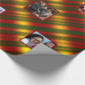 Christmas Wavy Muster Gold & Red & Green 8 Fotos Geschenkpapier (Ecke)