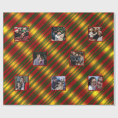 Christmas Wavy Muster Gold & Red & Green 8 Fotos Geschenkpapier (Flach)