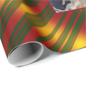 Christmas Wavy Muster Gold & Red & Green 8 Fotos Geschenkpapier (Rolleneckpunkt)