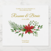 Christmas Wedding Monogram with Poinsettias Schaumweinetikett (Einzelnes Label)