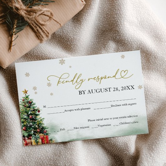 Christmas Wedding RSVP With Food Options Karte